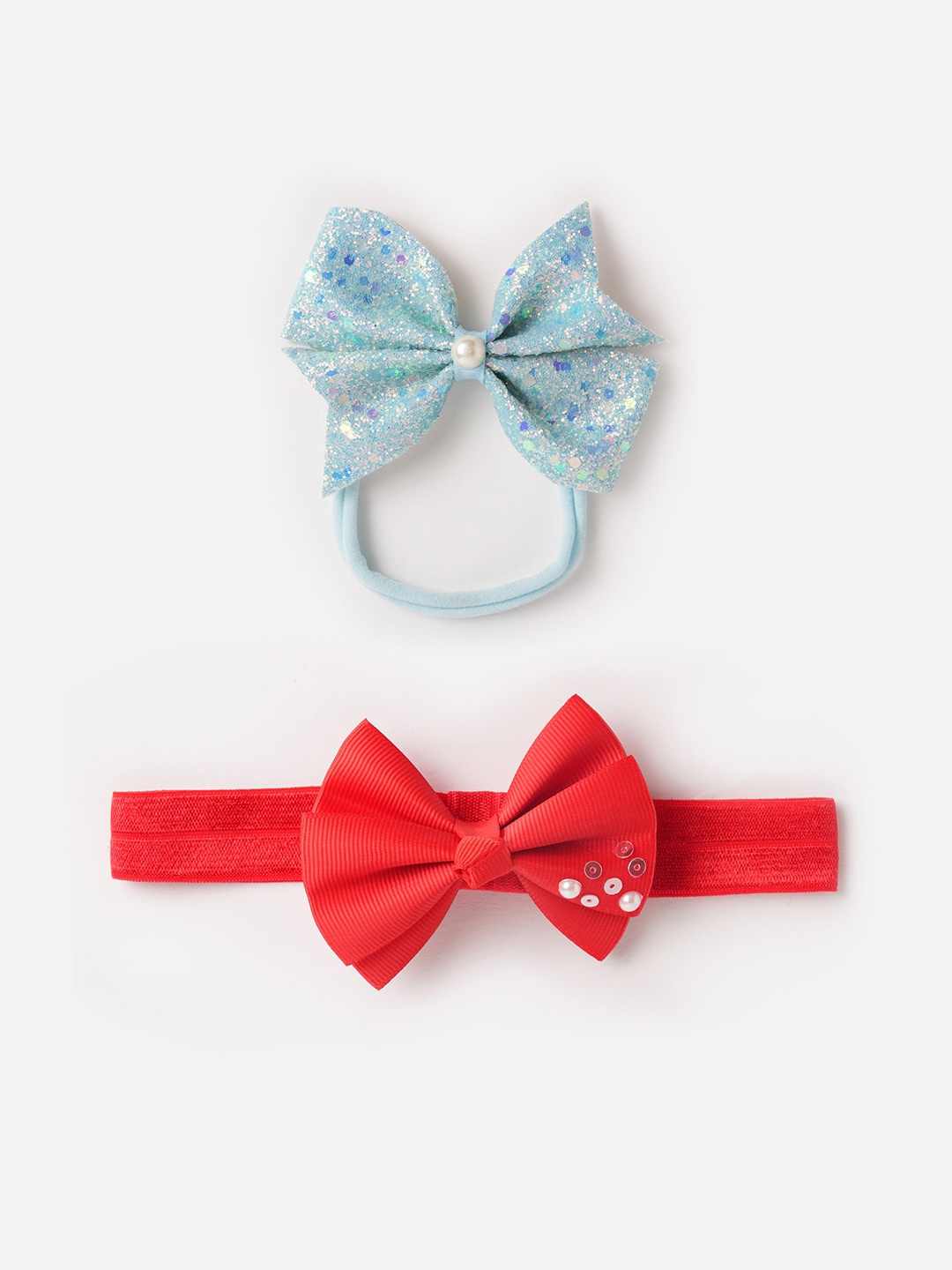 

RIBBON CANDY Girls Set of 2 Ponytail Holders Hair Accessory, Red