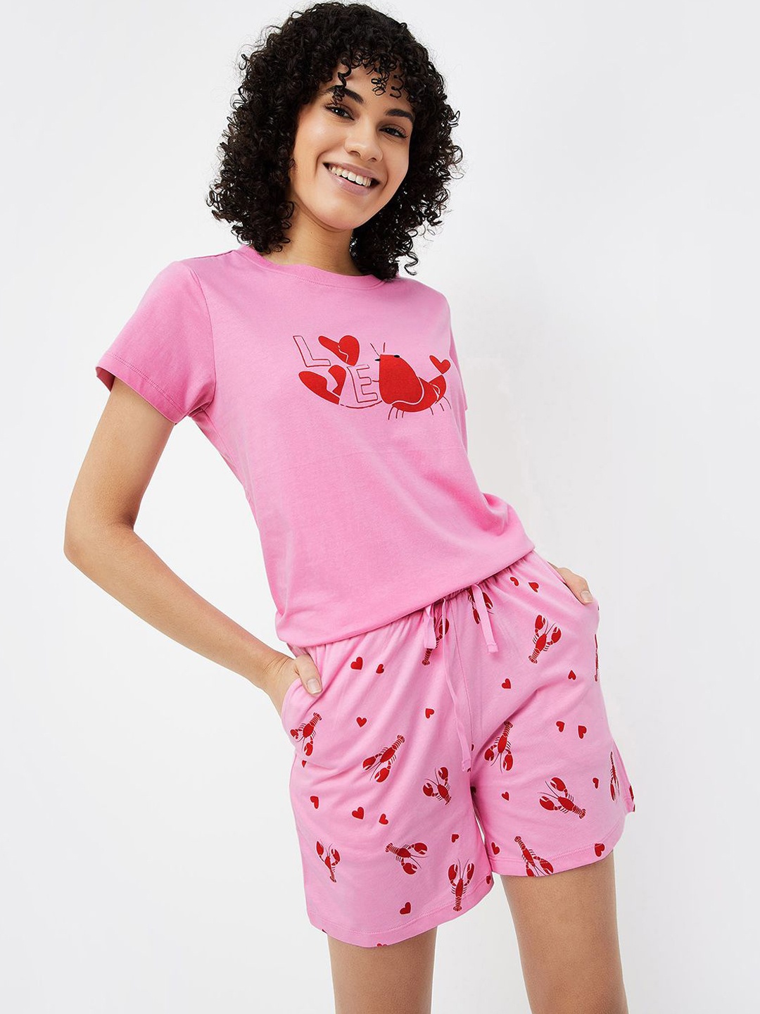 

Ginger by Lifestyle Printed Night suit, Pink
