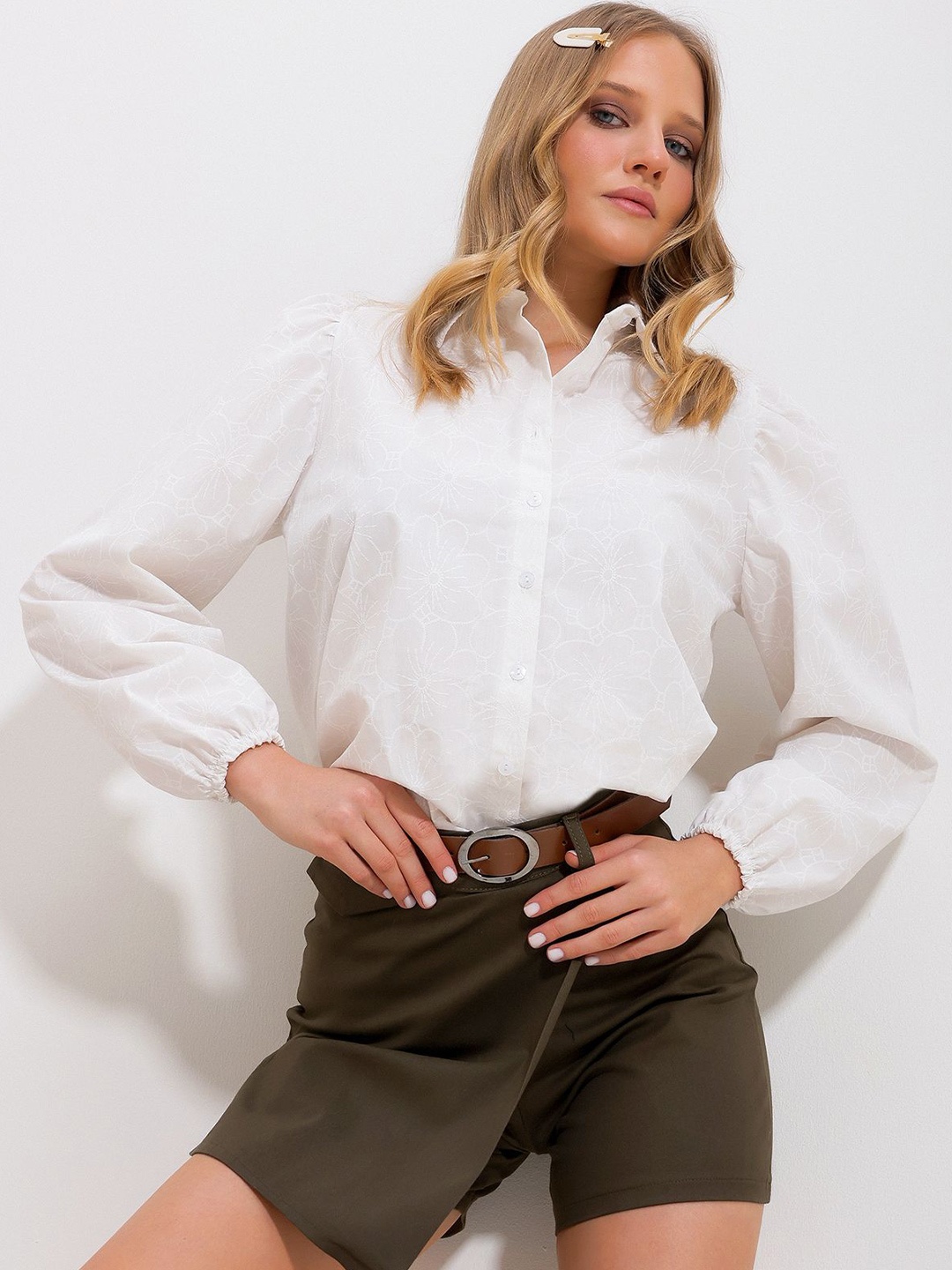 

Trend Alacati stili Women Opaque Casual Shirt, White