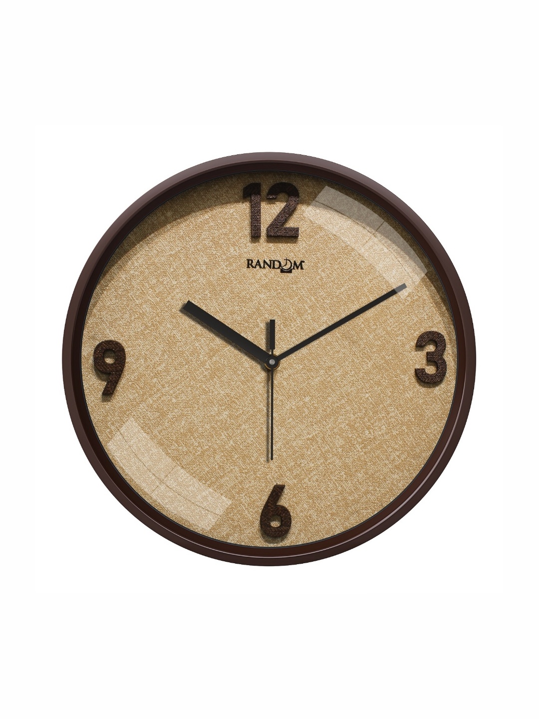 RANDOM Beige & Black Textured Analogue Contemporary Wall Clock