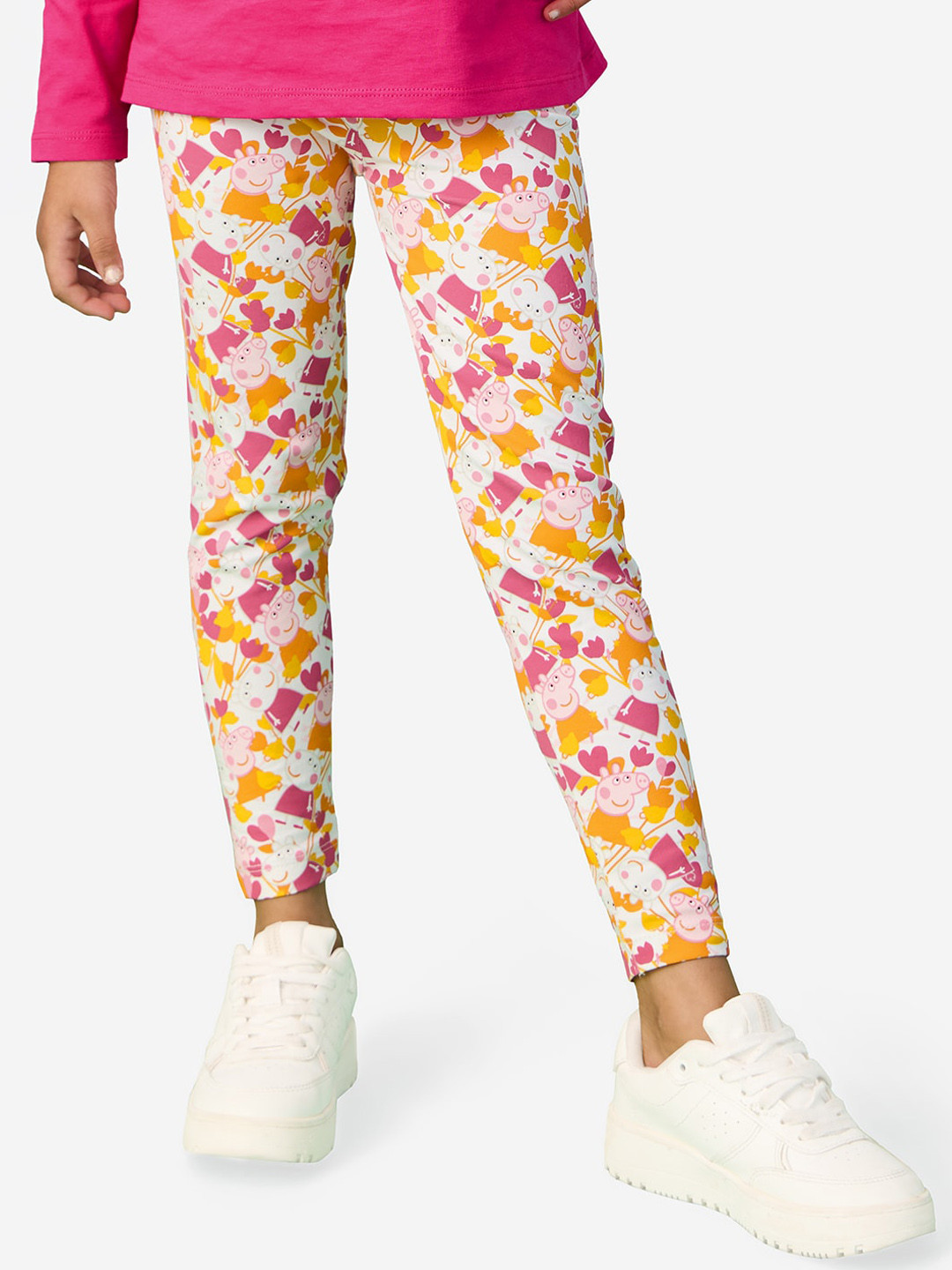 

The Souled Store Infant Girls Peppa Pig Printed Ankle Length Leggings, White