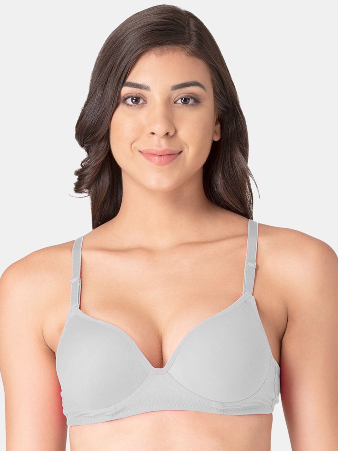 

KOMLI Medium Coverage Heavily Padded Cotton Push-Up Bra- All Day Comfort, Grey