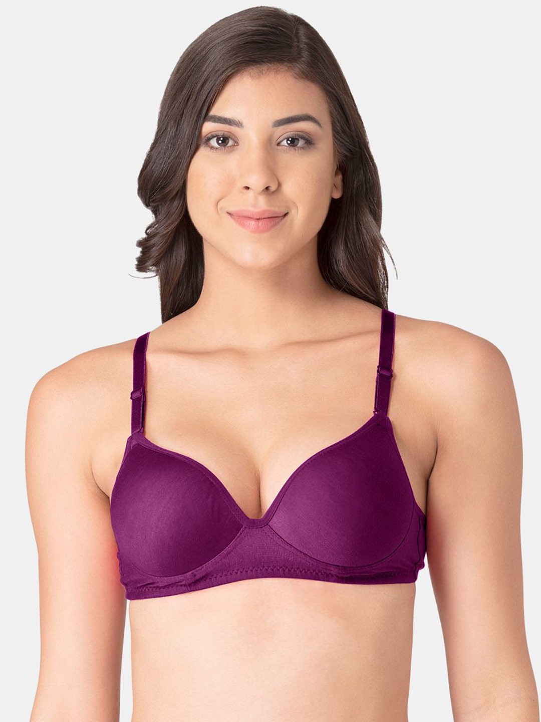 

KOMLI Medium Coverage Heavily Padded Push-Up Cotton Bra With All Day Comfort, Magenta