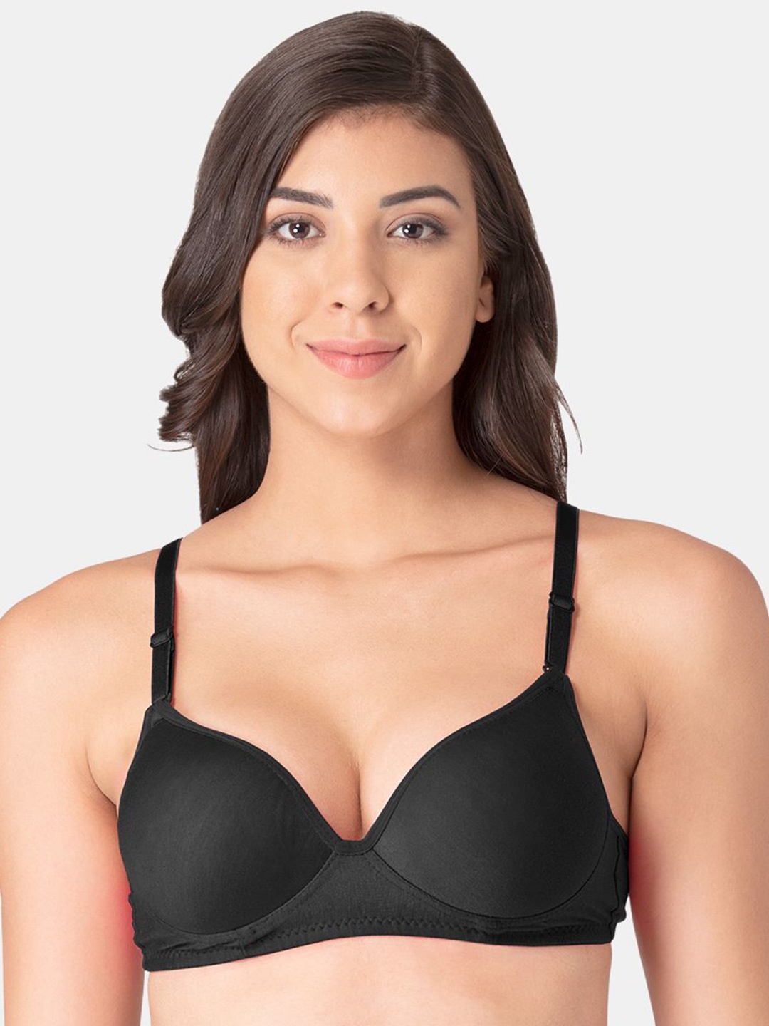 

KOMLI Medium Coverage Heavily Padded Push-Up Cotton Bra With All Day Comfort, Black