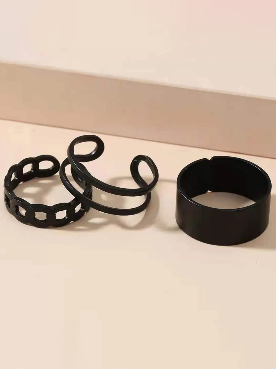 

Jewels Galaxy Set Of 3 Silver-Plated Adjustable Finger Rings