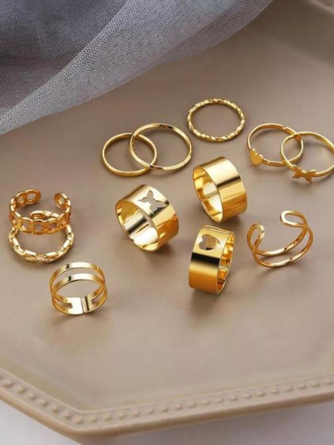 

Jewels Galaxy Set of 12 Gold Plated Finger Rings
