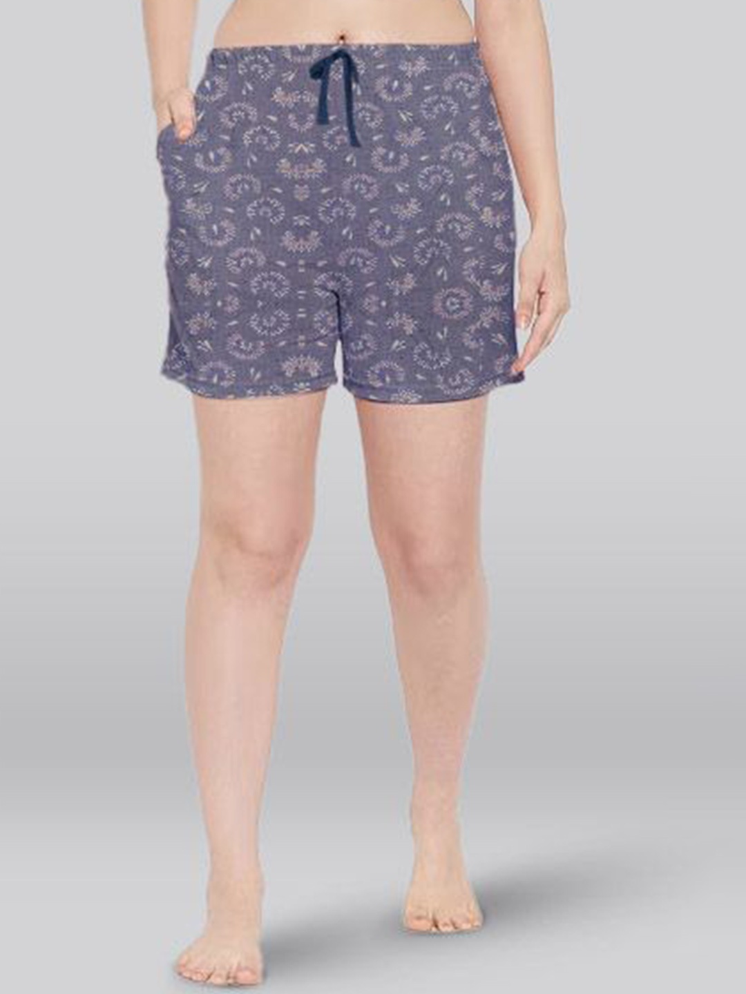 

LYRA Floral Printed Mid Rise Cotton Lounge Shorts, Pink