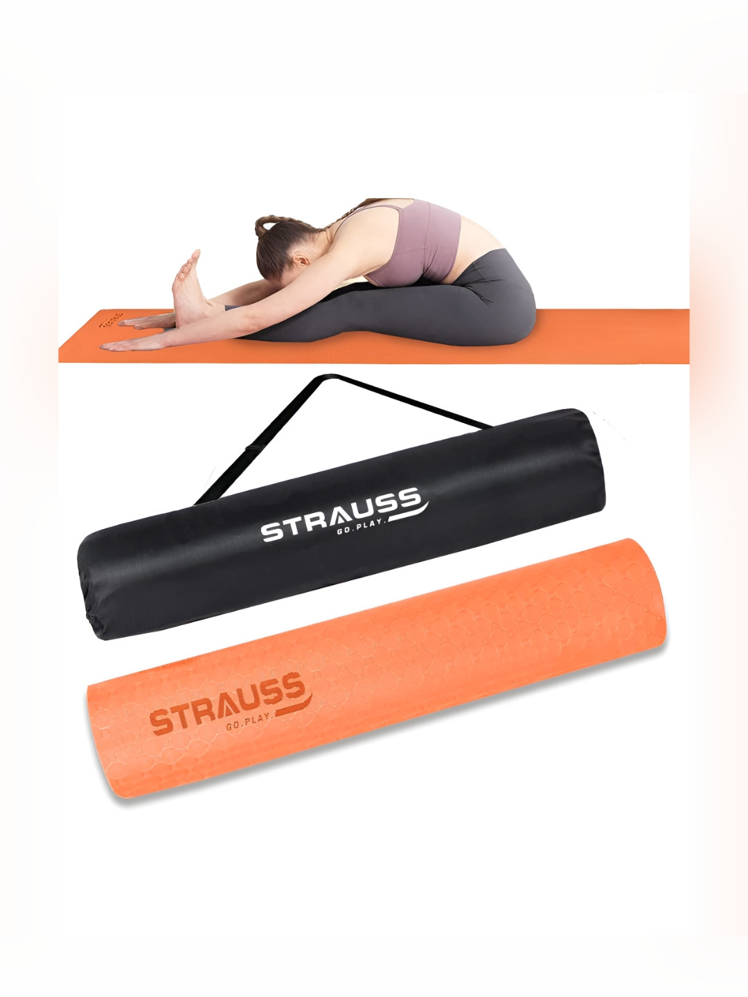 

STRAUSS Orange Rectangular Anti-Skid Yoga Mat