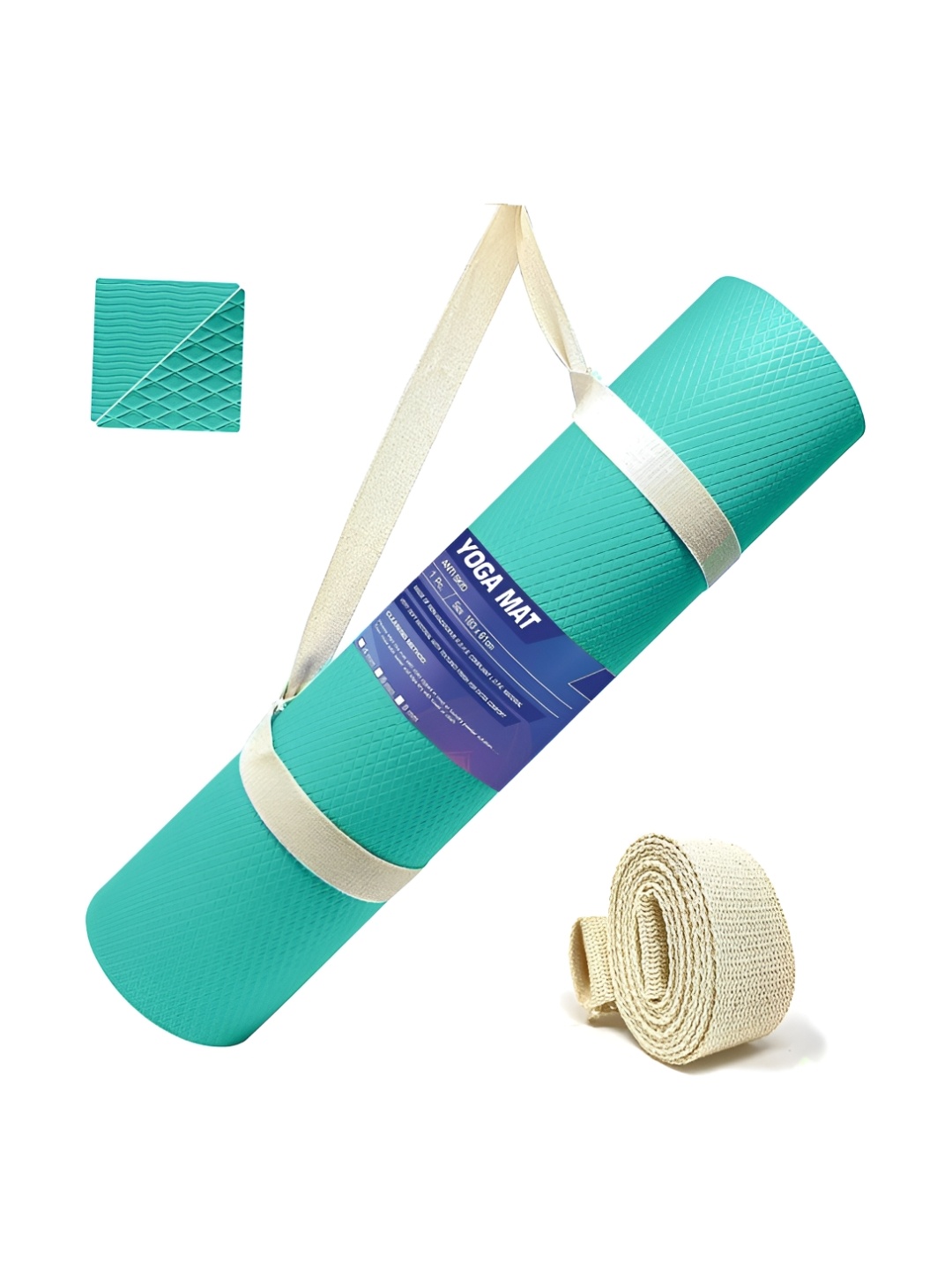 

STRAUSS Sea Green Rectangular Anti-Skid Yoga Mat With Strap