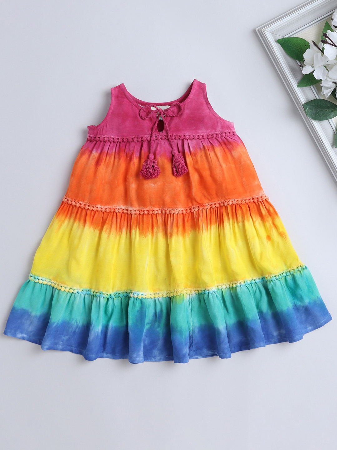 

The Magic Wand Girls Tie And Dye A-Line Dress, Yellow