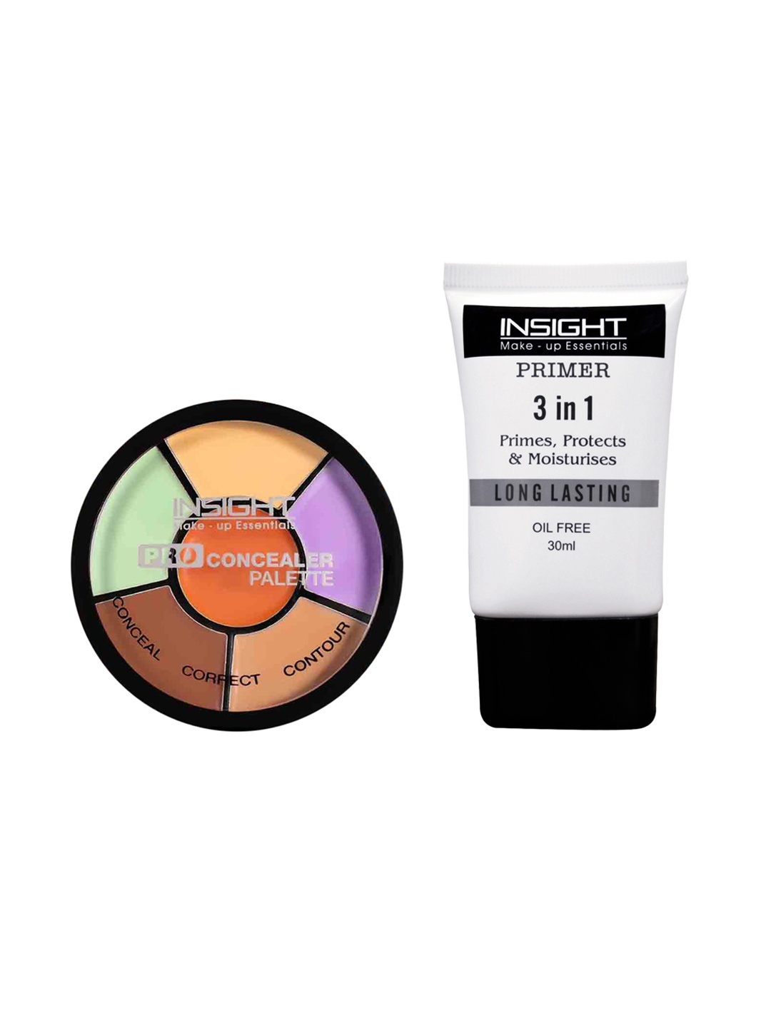 

Insight Cosmetics Set of 3 In 1 Oil Free Primer 30 ml + Pro Concealer Palette 15 g, White