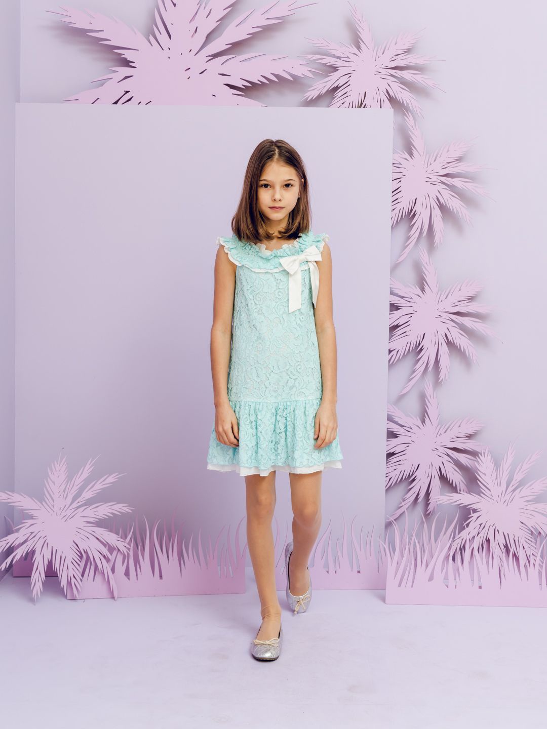 

One Friday Girls Floral Cotton A-Line Dress, Blue