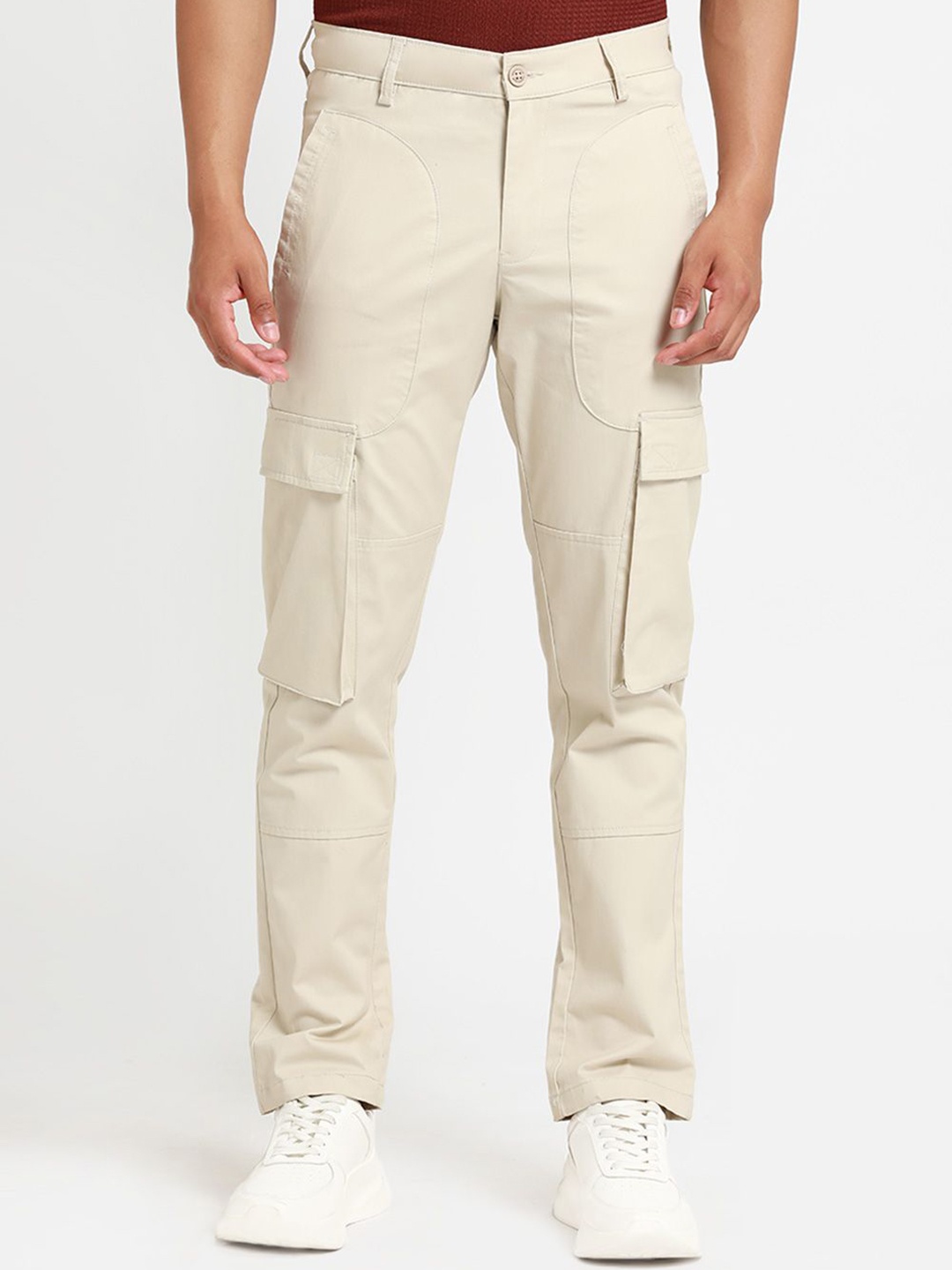 

Banana Club Men Relaxed Slim Fit Cotton Cargo Trouser, Cream