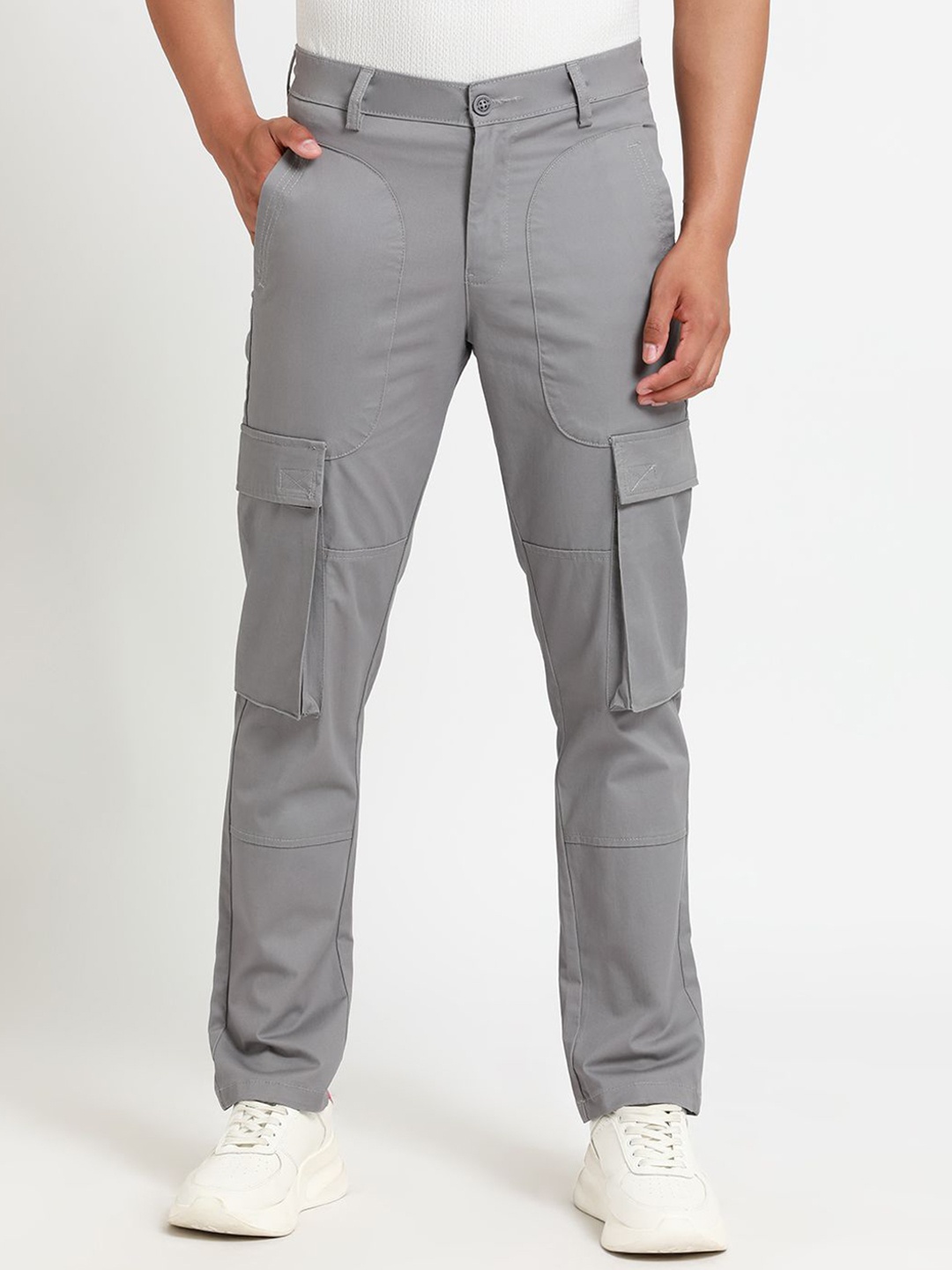 

Banana Club Men Relaxed Slim Fit Cotton Cargo Trouser, Grey