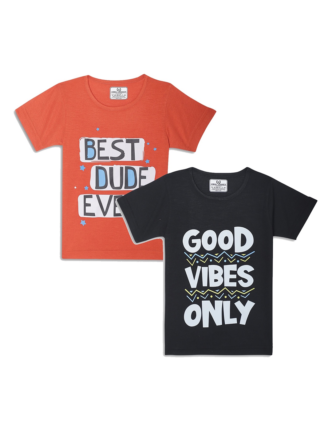 

VIMAL JONNEY Kids Pack Of 2 Typography Printed T-shirts, Red