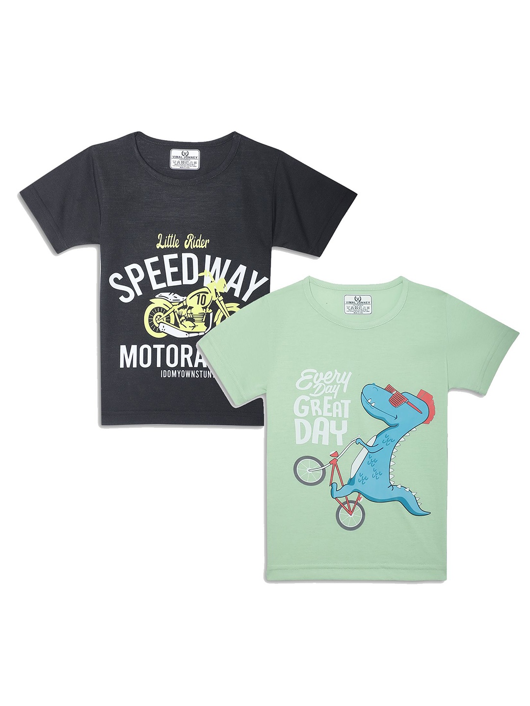 

VIMAL JONNEY Kids Pack Of 2 Typography Printed T-shirts, Multi