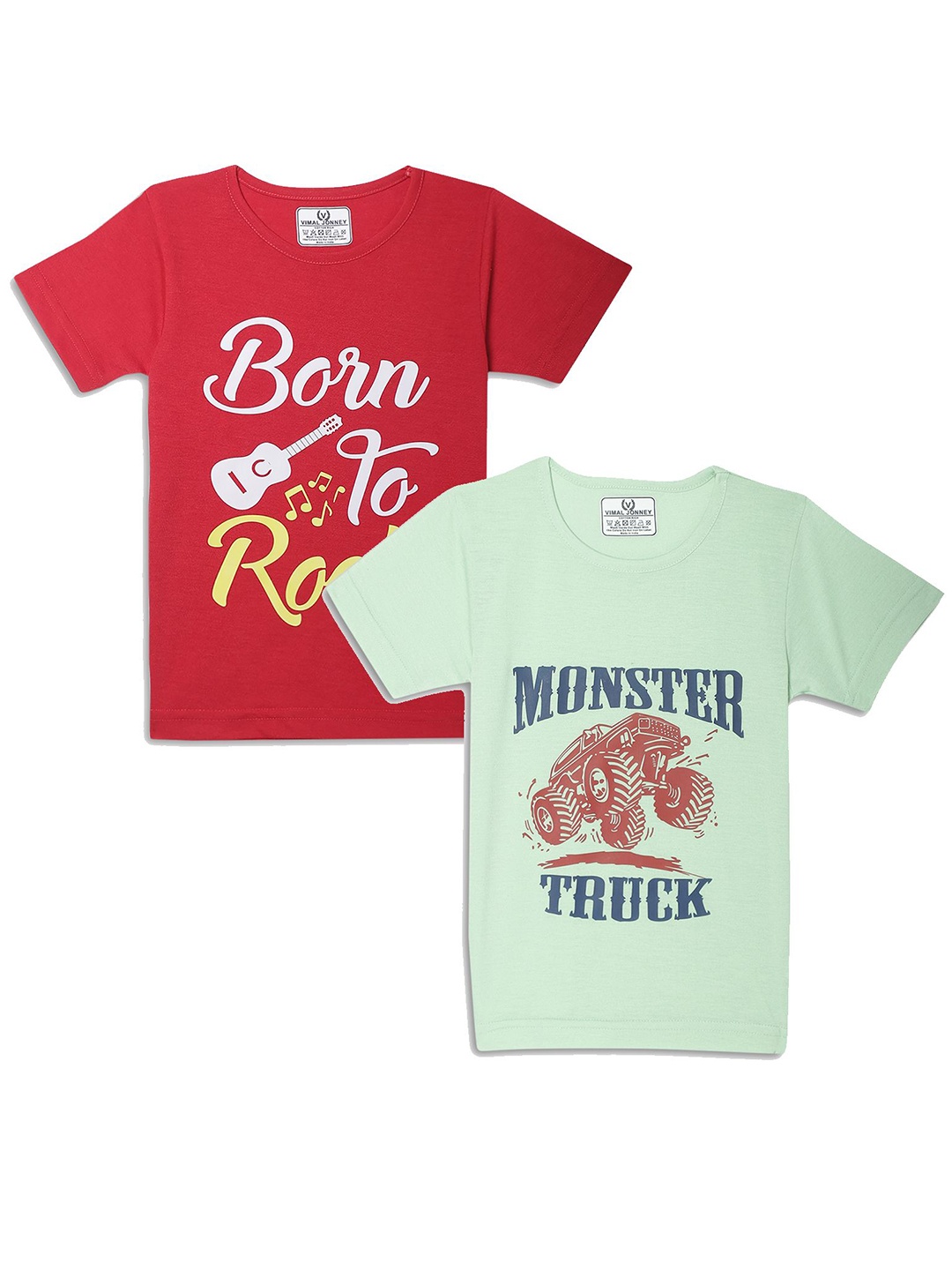 

MACK JONNEY Kids Pack Of 2 Typography Printed T-shirts, Red
