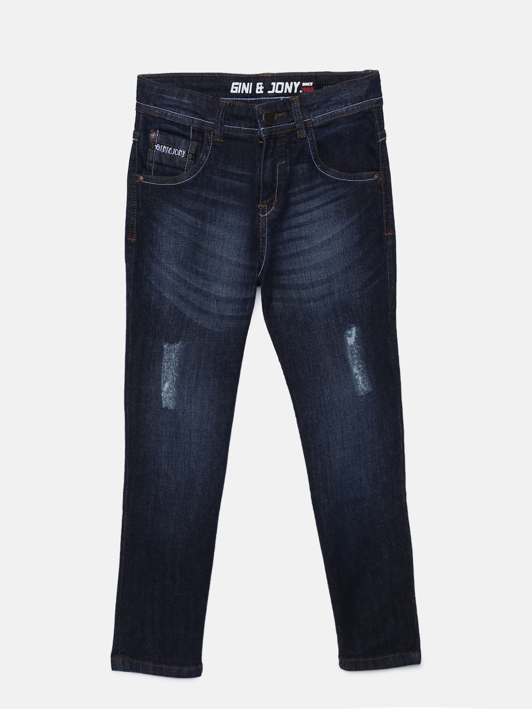 

Gini and Jony Boys Blue Slim Fit Mid-Rise Mildly Distressed Jeans