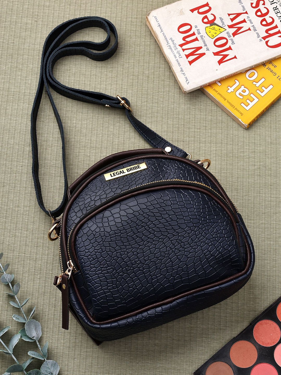 

LEGAL BRIBE Embellished PU Structured Sling Bag, Blue