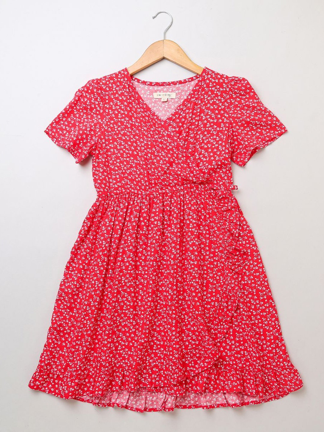 

Sweetlime By AS Girls Floral Print Fit & Flare Dress, Red