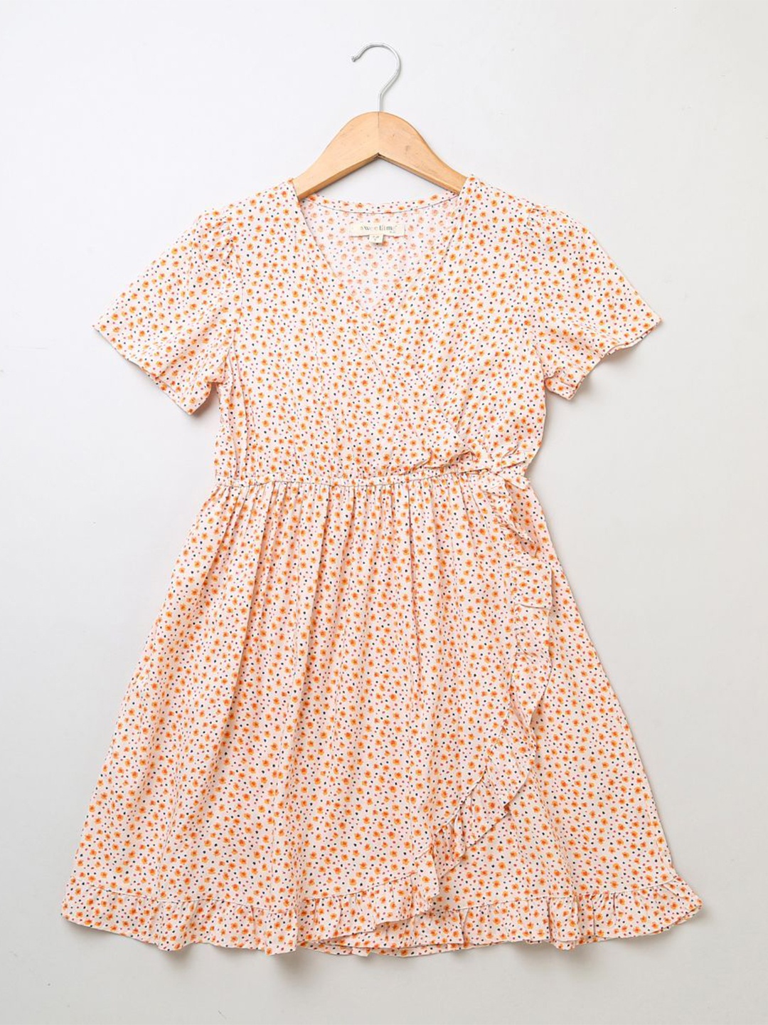 

Sweetlime By AS Girls Floral Print Fit & Flare Dress, Orange