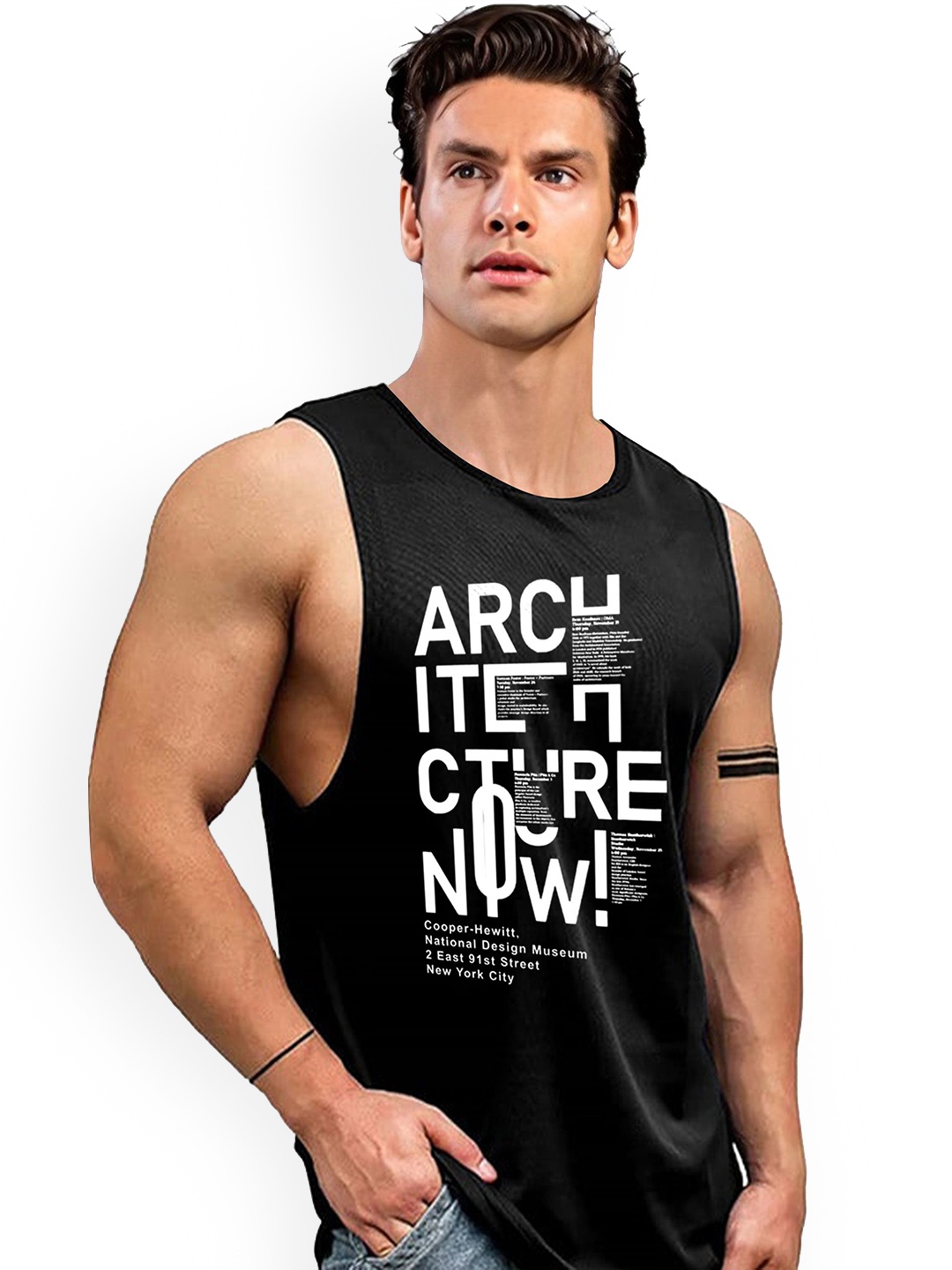 

AUSK Printed Innerwear Gym Vest-AUSK0737, Black