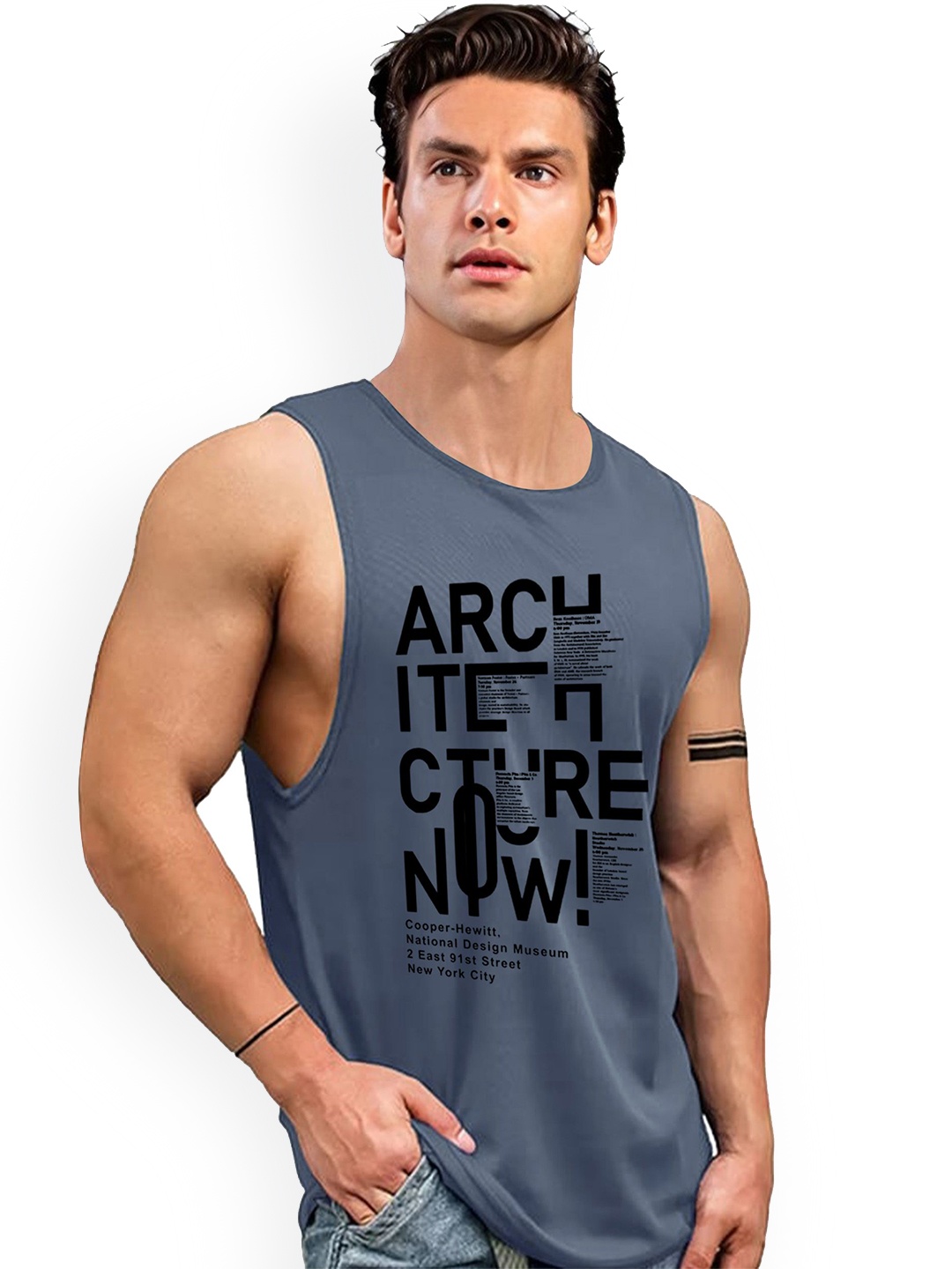 

AUSK Printed Sleeveless Gym Innerwear Vest, Grey