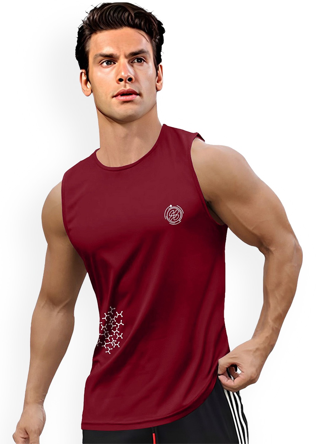 

AUSK Printed Innerwear Gym Vest-AUSK0756, Maroon