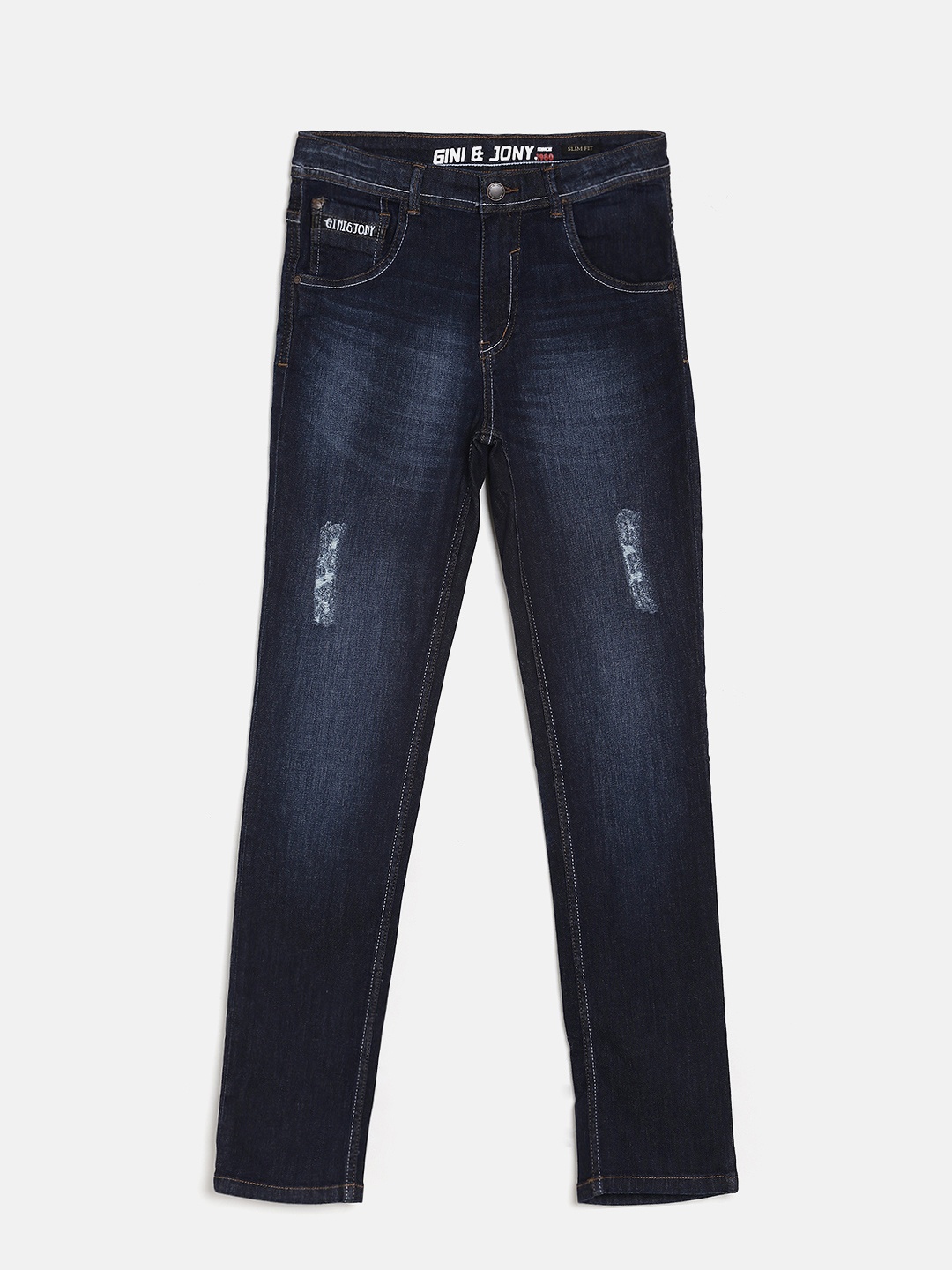 

Gini and Jony Boys Blue Mid-Rise Low Distress Jeans