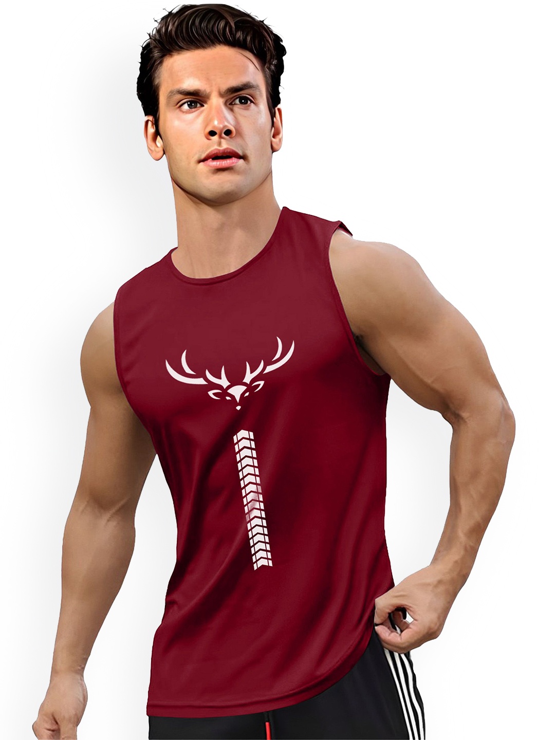 

AUSK Printed Innerwear Gym Vest-AUSK0749, Maroon