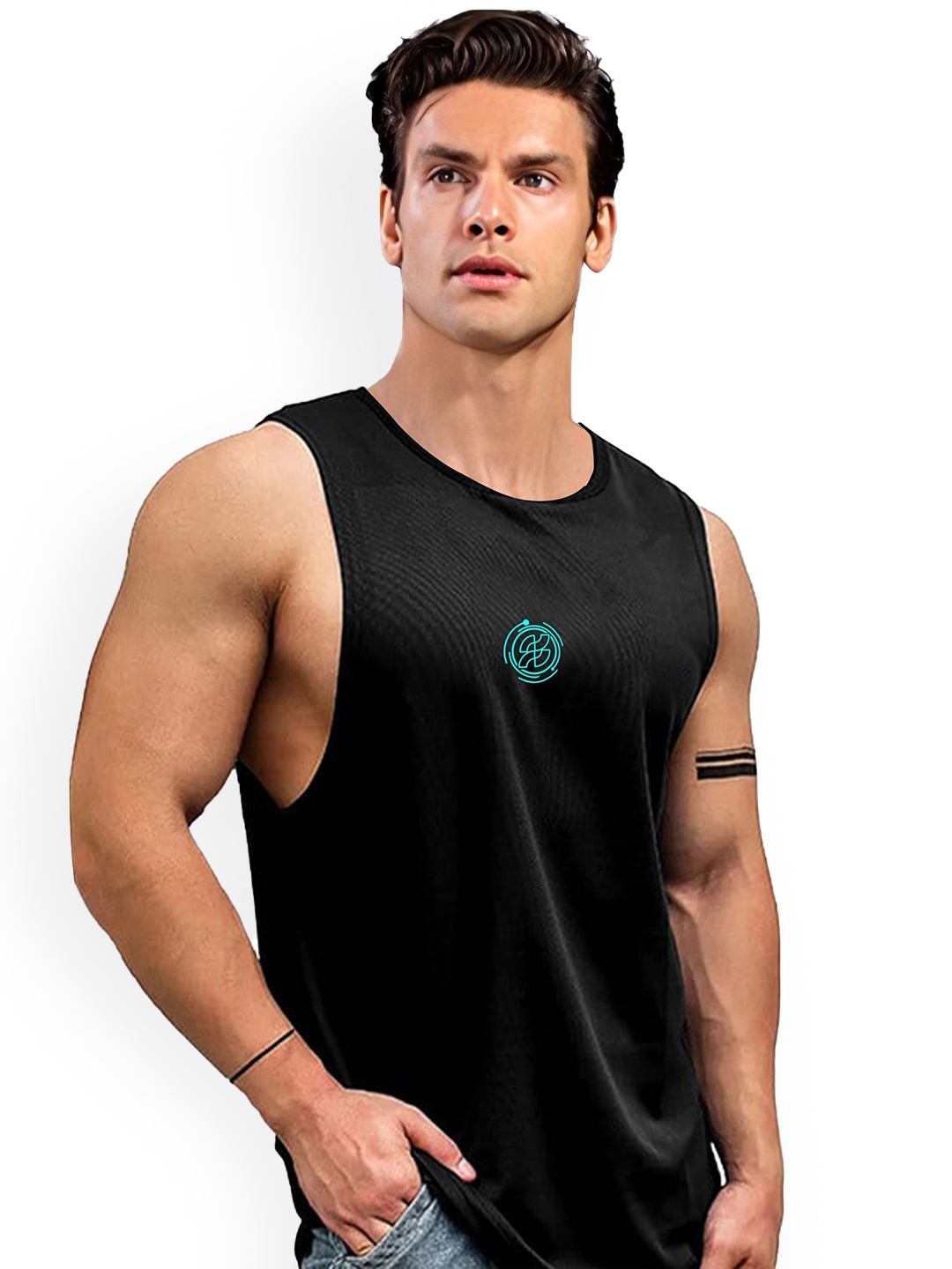 

AUSK Printed Innerwear Gym Vest-AUSK0730, Black