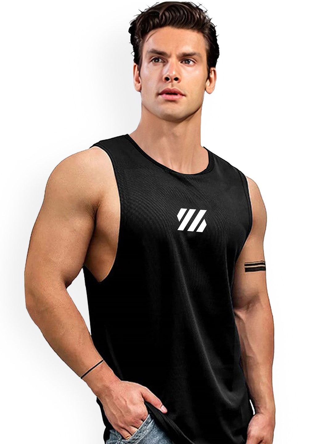 

AUSK Printed Innerwear Gym Vest-AUSK0761, Black