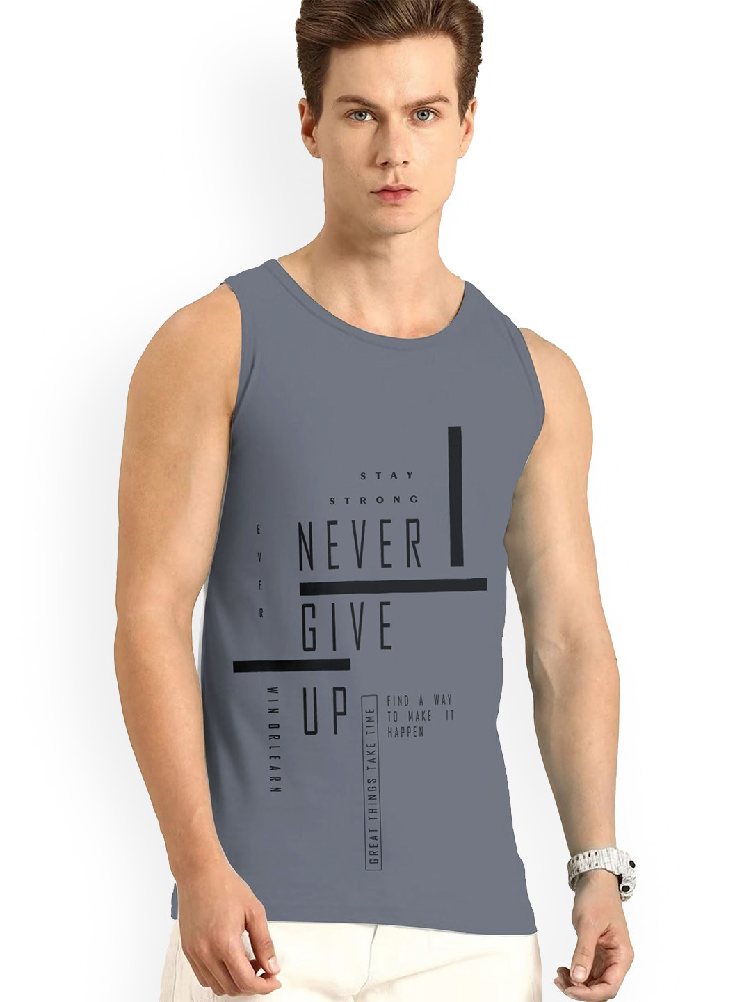 

AUSK Printed Innerwear Gym Innerwear Vests AUSK0771, Grey