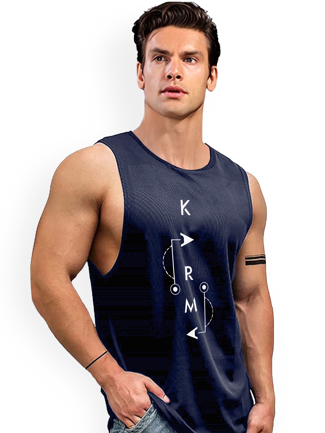

AUSK Printed Innerwear Gym Vest-AUSK0727, Blue