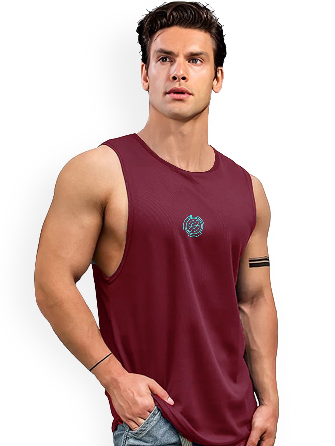 

AUSK Round Neck Sleeveless Gym Innerwear Vests AUSK0733, Maroon