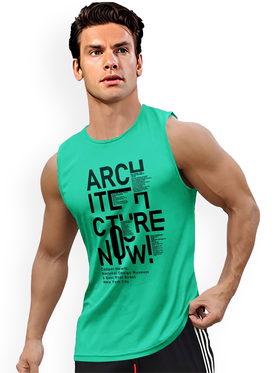 

AUSK Printed Round Neck Sleeveless Gym Innerwear Vest AUSK0738, Green