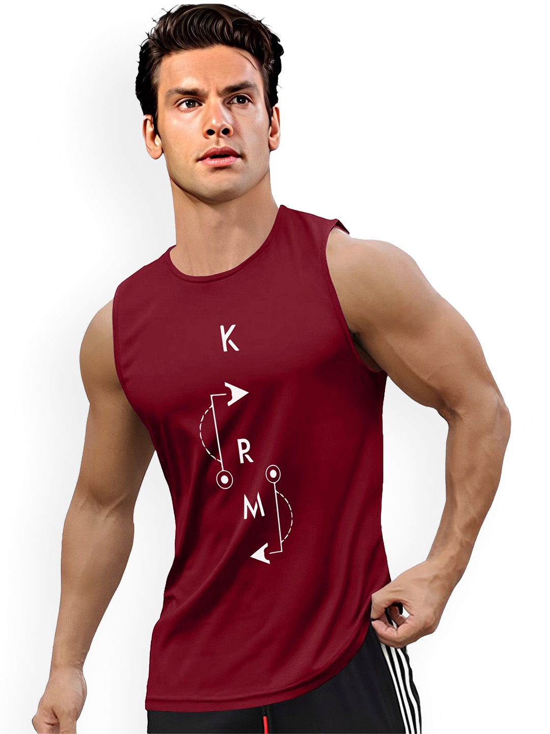 

AUSK Printed Sleeveless Gym Innerwear Vest, Maroon