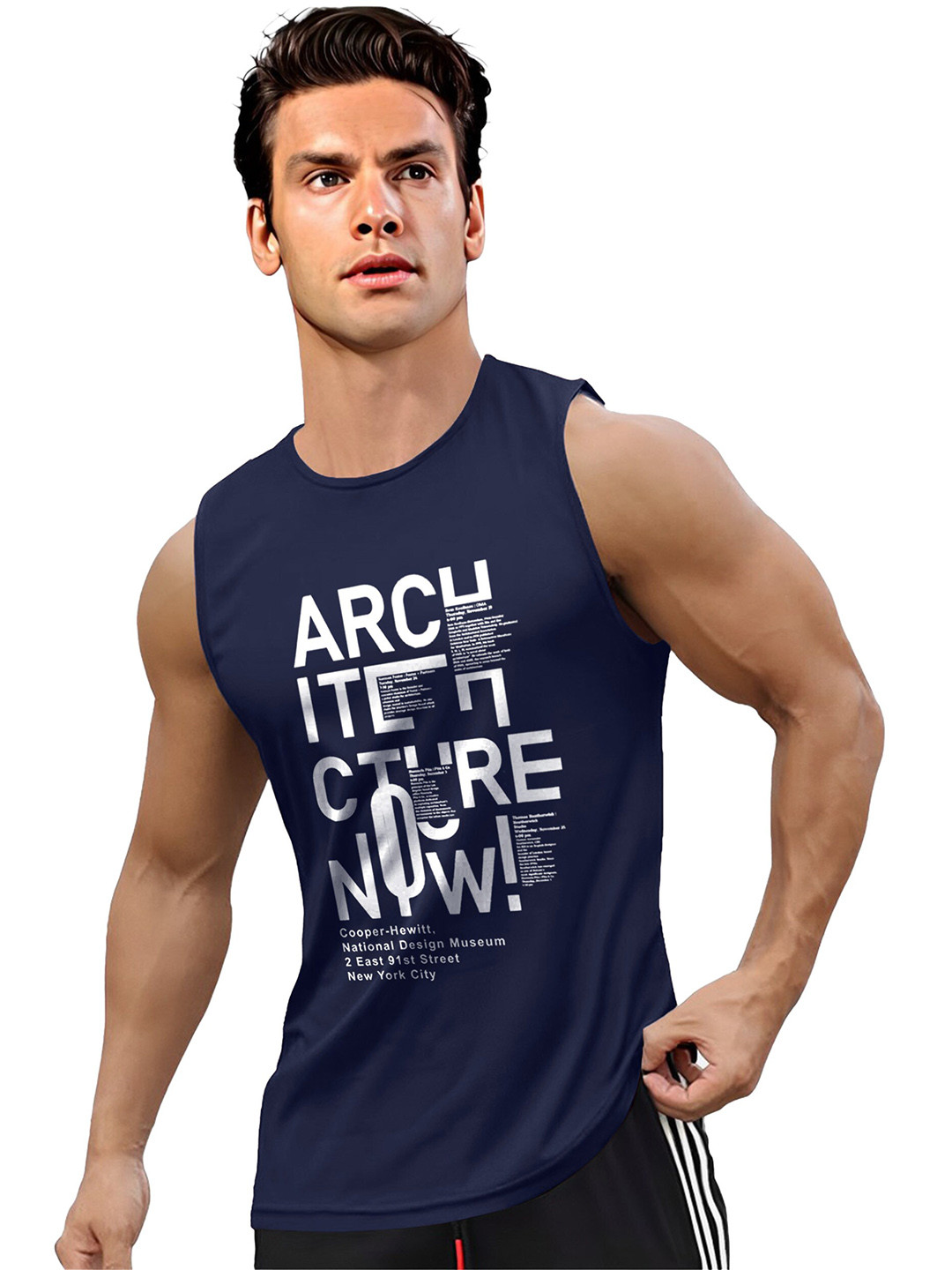 

AUSK Printed Sleeveless Gym Innerwear Vest, Blue
