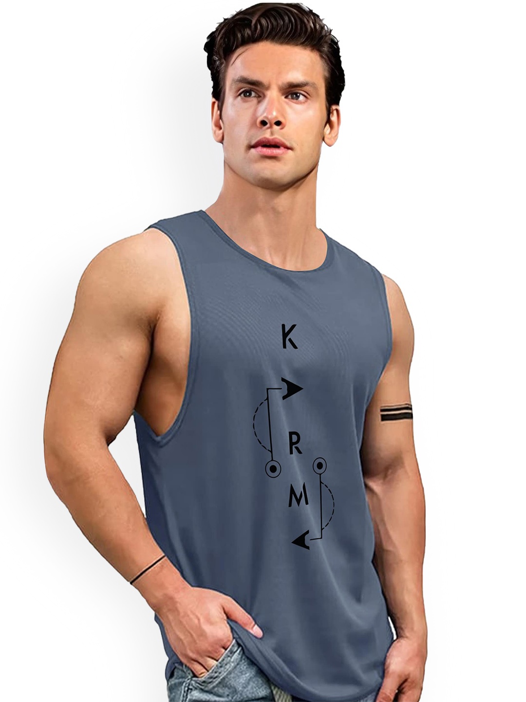 

AUSK Printed Sleeveless Gym Innerwear Vest, Grey