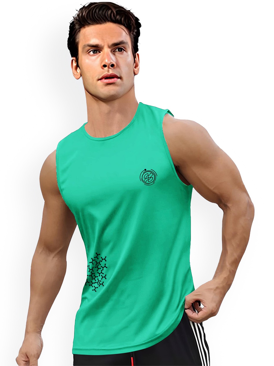 

AUSK Printed Round Neck Sleeveless Gym Innerwear Vests AUSK0754, Green