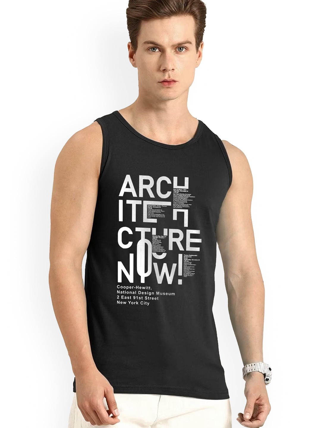

AUSK Printed Innerwear Gym Innerwear Vests AUSK0776, Black