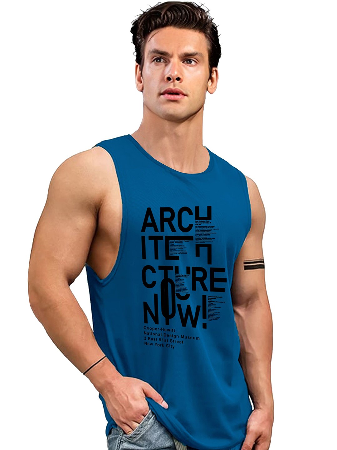 

AUSK Printed Round Neck Sleeveless Gym Innerwear Vest AUSK0739, Teal