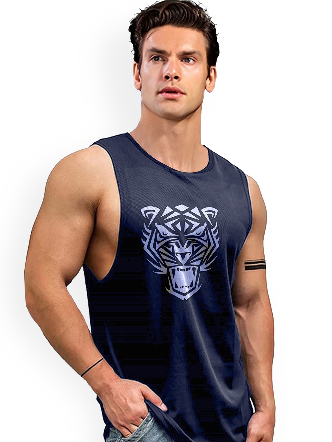 

AUSK Printed Innerwear Gym Innerwear Vests AUSK0720, Navy blue