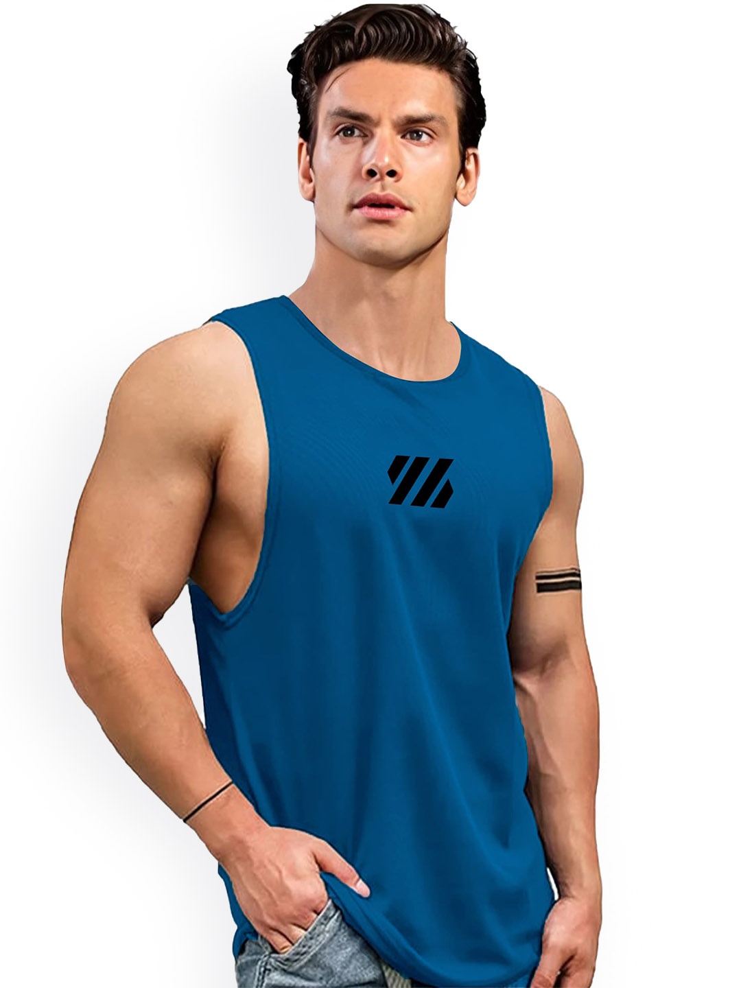 

AUSK Printed Innerwear Gym Vest-AUSK0766, Teal