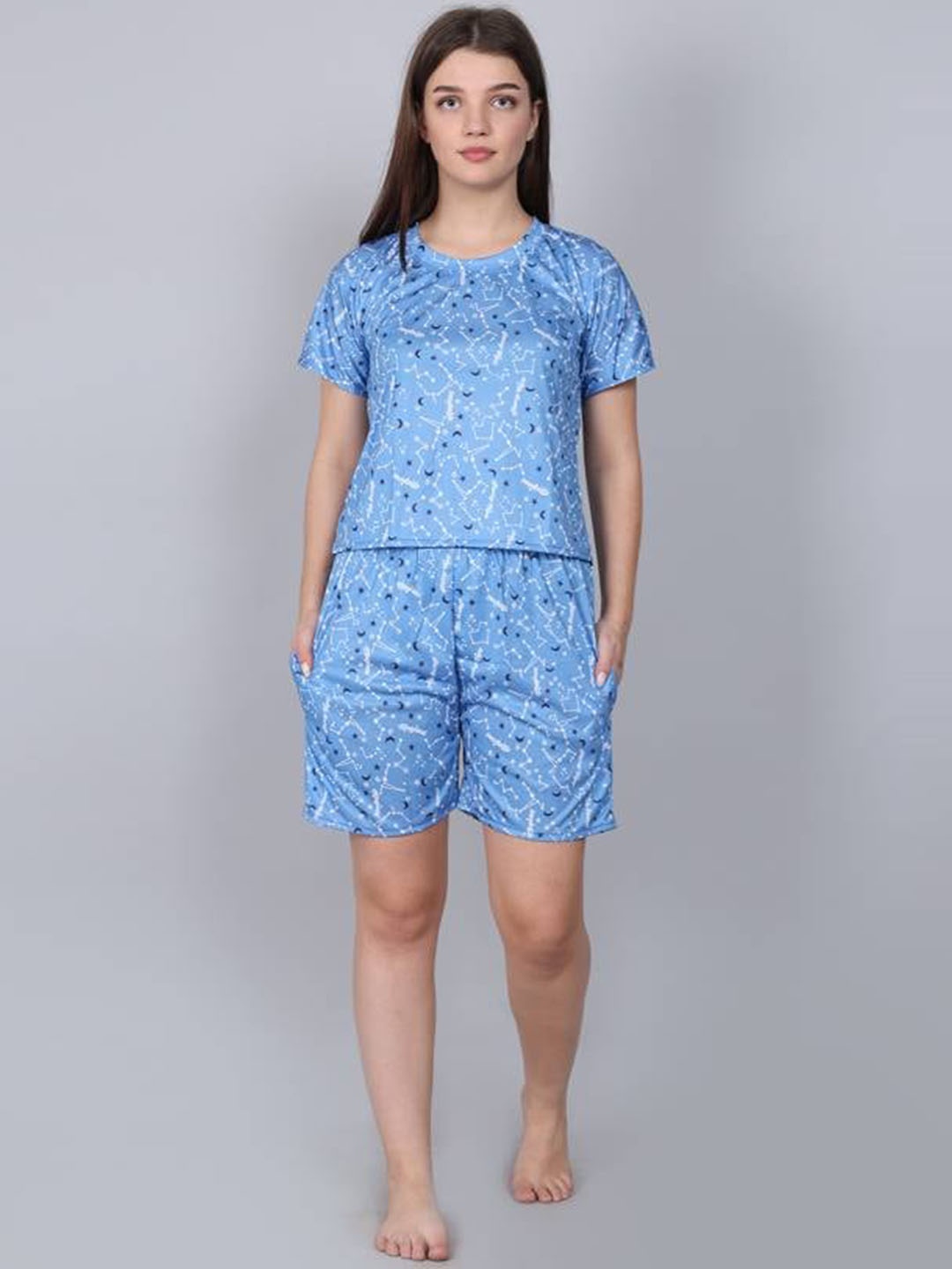 

Xivir Abstract Printed Night suit, Blue