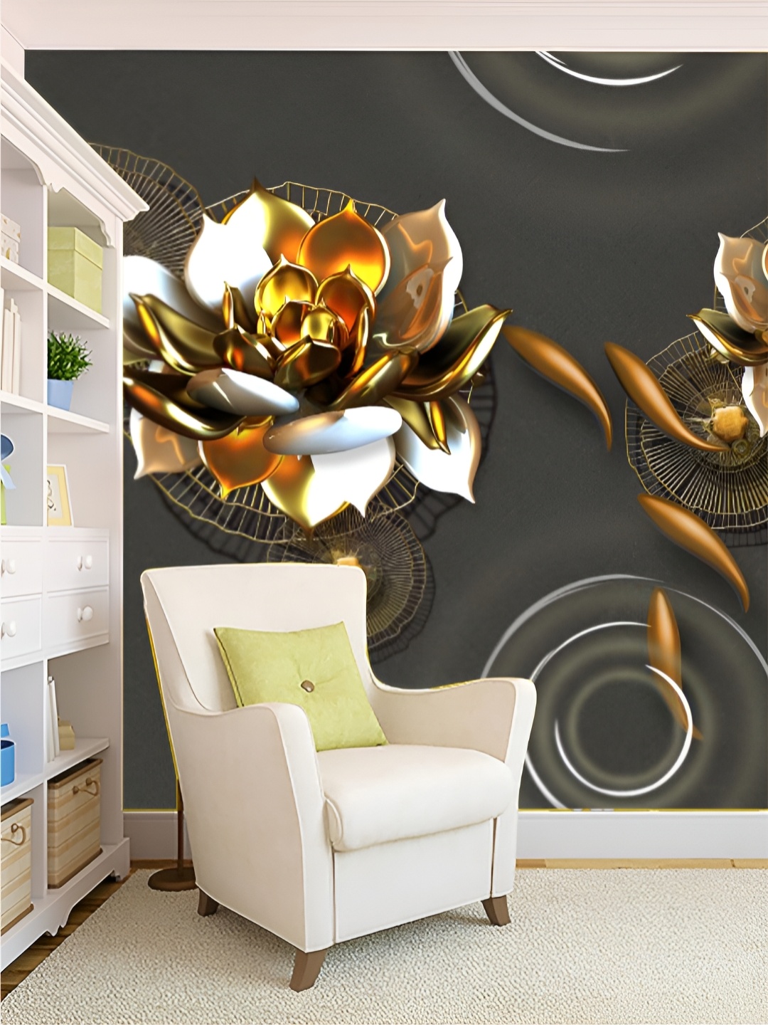 

Aura Beige & Brown Self Adhesive 3D Printed Wall Sticker