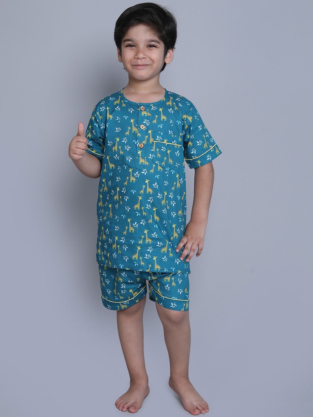 

BAESD Boys Printed Pure Cotton Night suit, Green