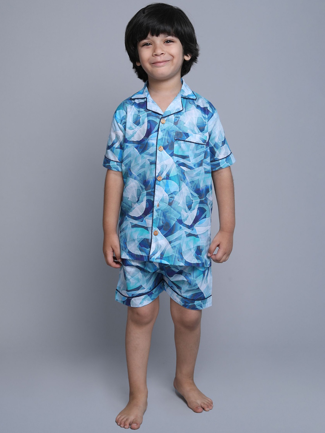 

BAESD Boys Printed Pure Cotton Night suit, Blue