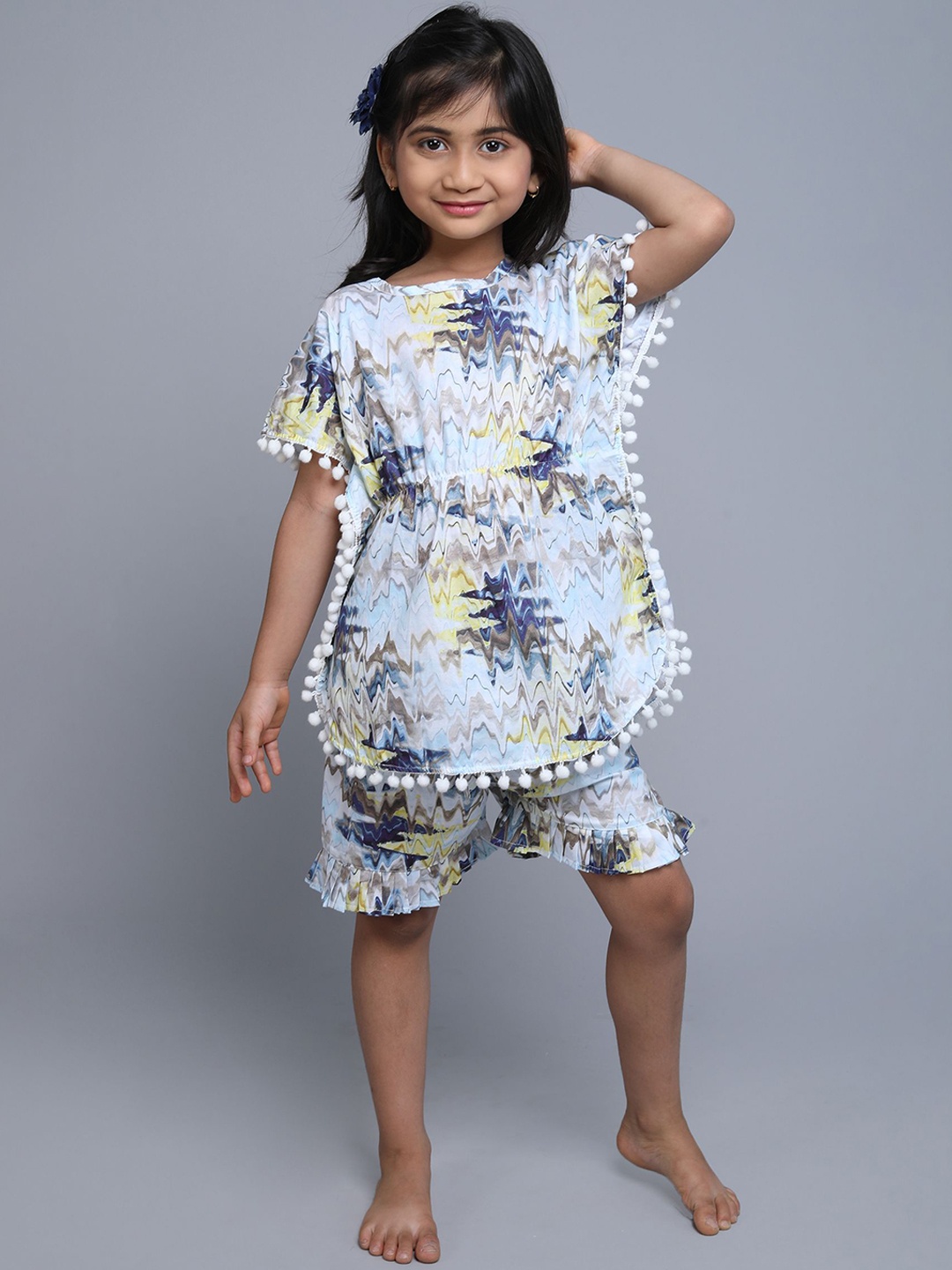 

BAESD Girls Printed Pure Cotton Night suit, Grey