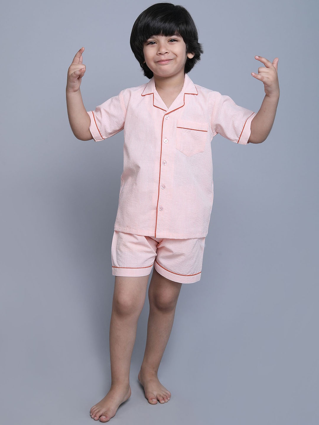 

BAESD Boys Pure Cotton Night suit, Peach